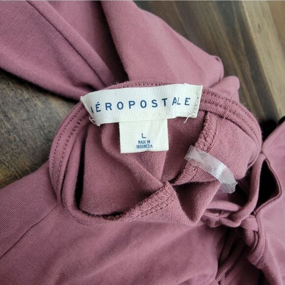 Aeropostale Lace Up Crop Top Tie Back Long Sleeve Pink Size L Spandex & Cotton - Picture 7 of 8